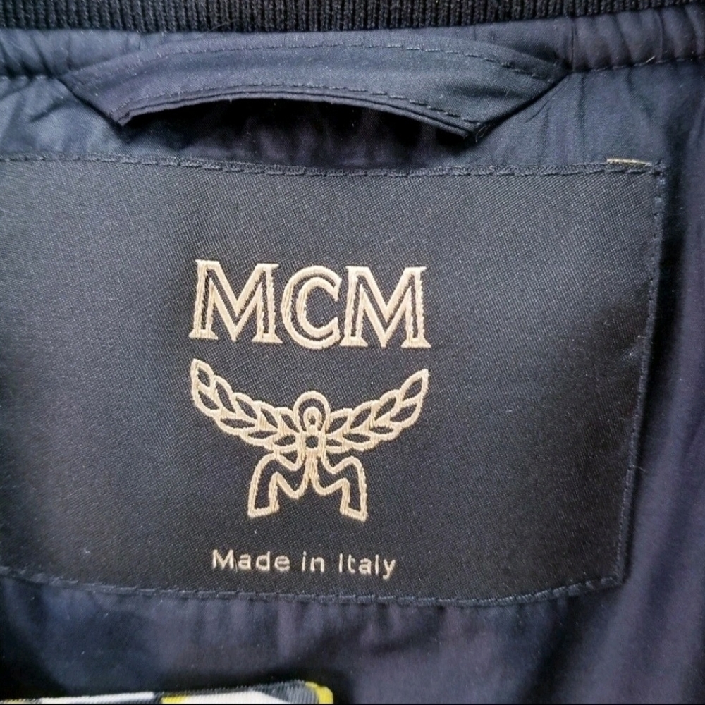 MCM Allover Cubic Monogram Logo Bomber Jacket /Black & Yellow  Mens XXL - Picture 5 of 9